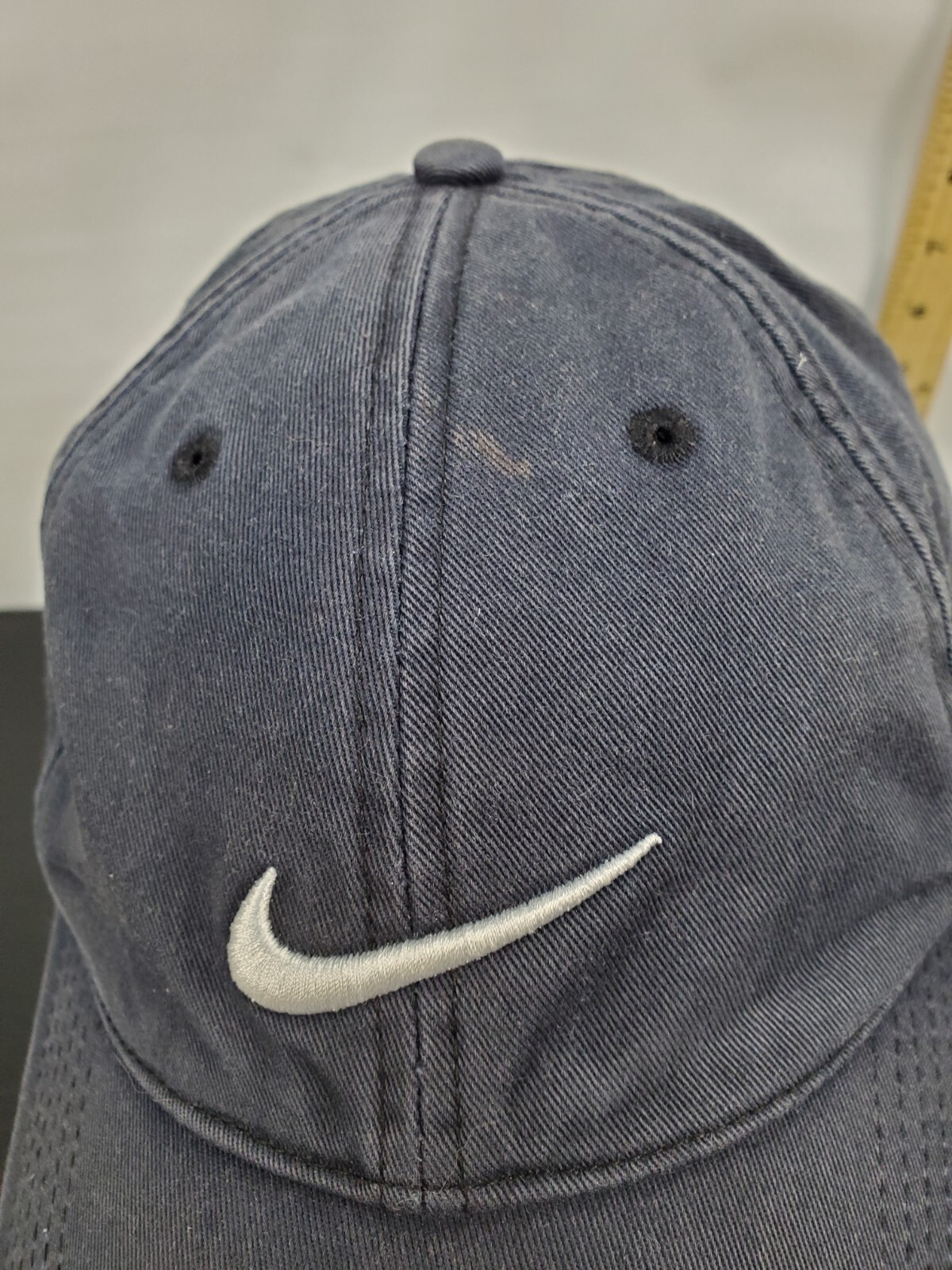 Nike Golf Hat Faded Blue Swoosh Logo 100% Cotton Adjustable Hook & Loop