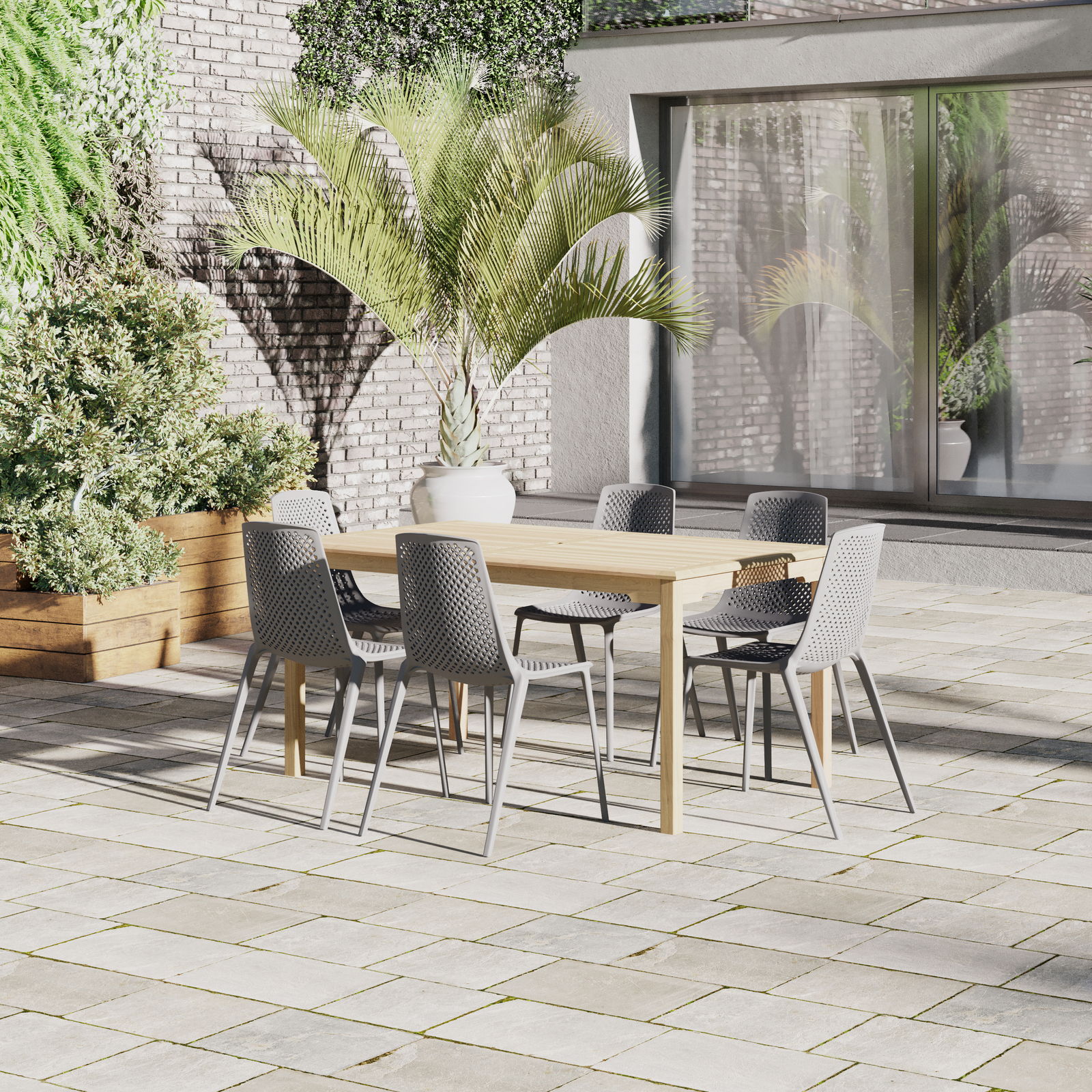 Amazonia Blois 2-Piece Outdoor Dining Chairs | Eucalyptus | Gray Chairs