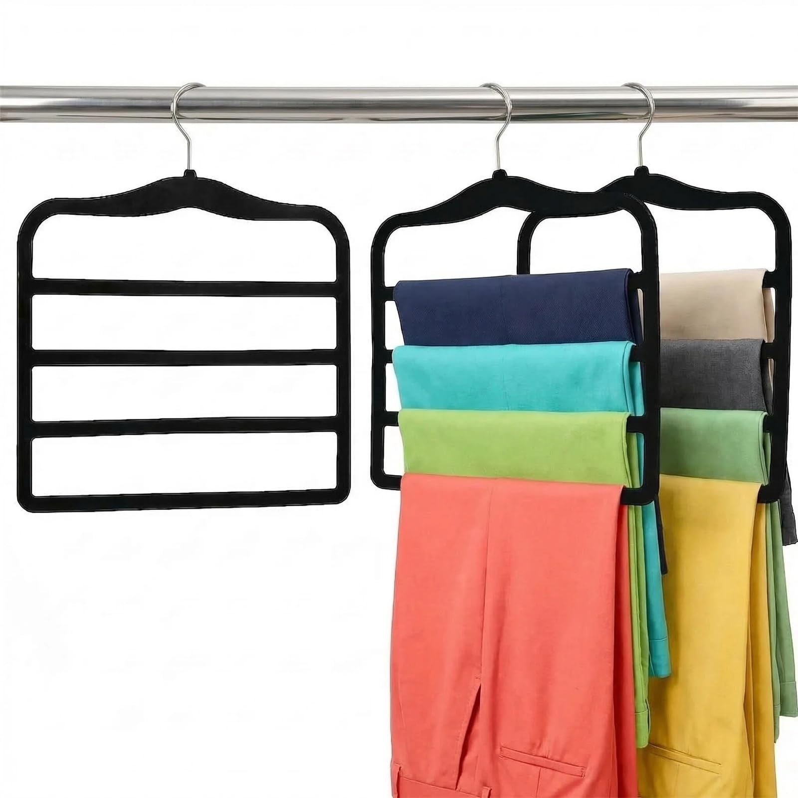 2-Pack Velvet Pants Hangers - Space Saving Multi-Layer Non-Slip Closet Organi...