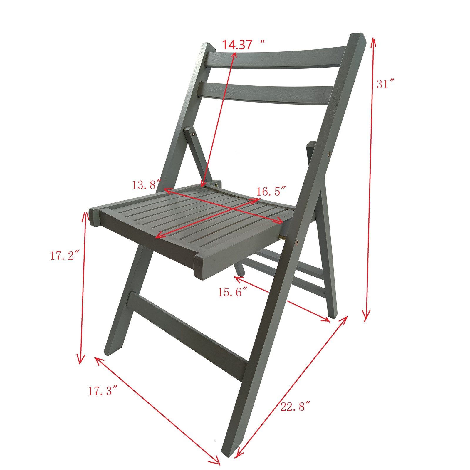 Set of 4 Folding Chair Event Chair Furniture Slatted Wood Gray