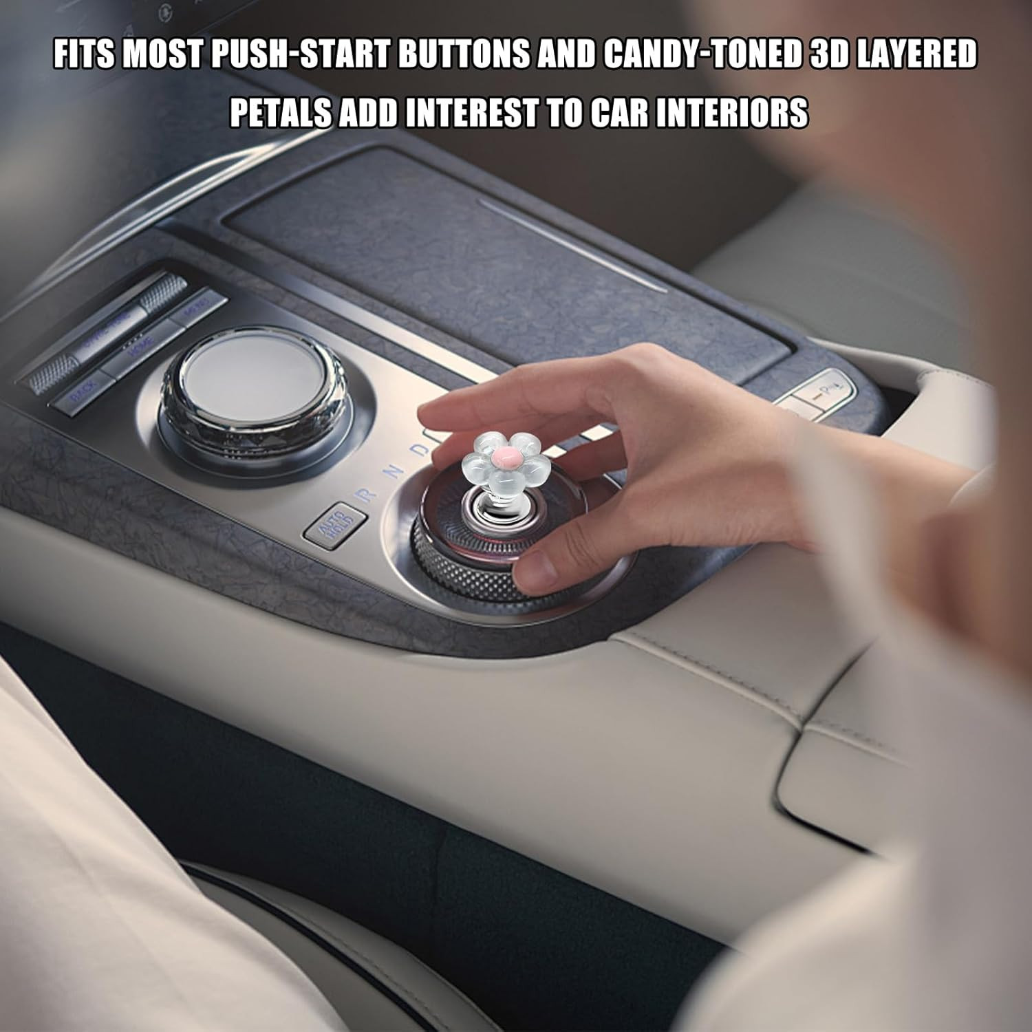 Push to Start Button Cover, Resin Flower Engine One-Touch Starter Ignition Switc