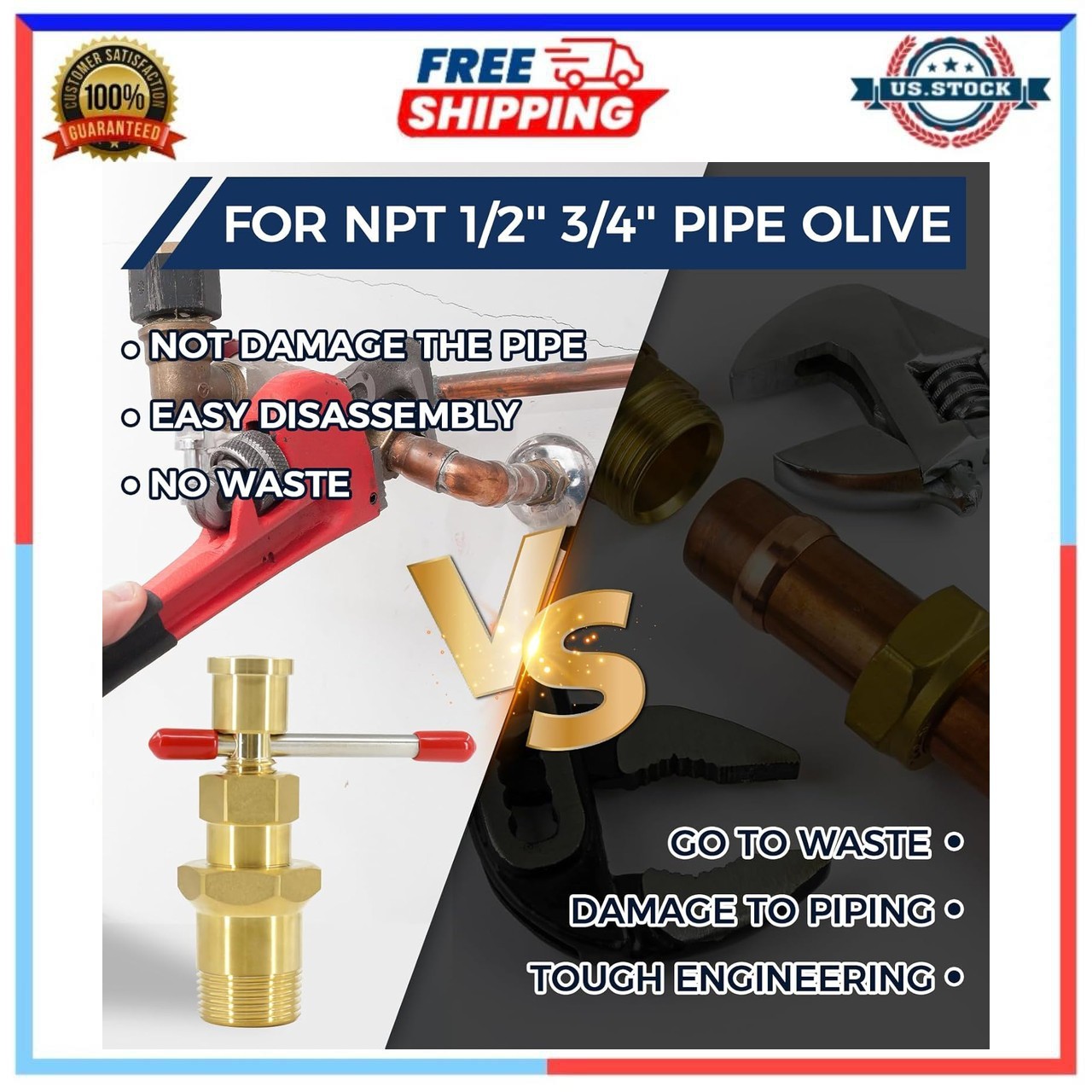 Olive Remover Puller Tool for NPT 1/2” & 3/4” Compression Sleeves