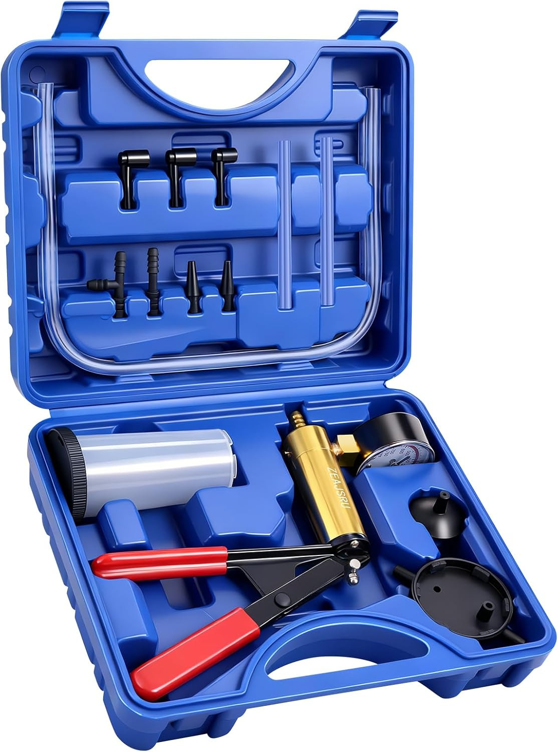 Handheld Vacuum Pump Brake Bleeder Kit with Pressure Gauge, Brake Fluid Bleeding
