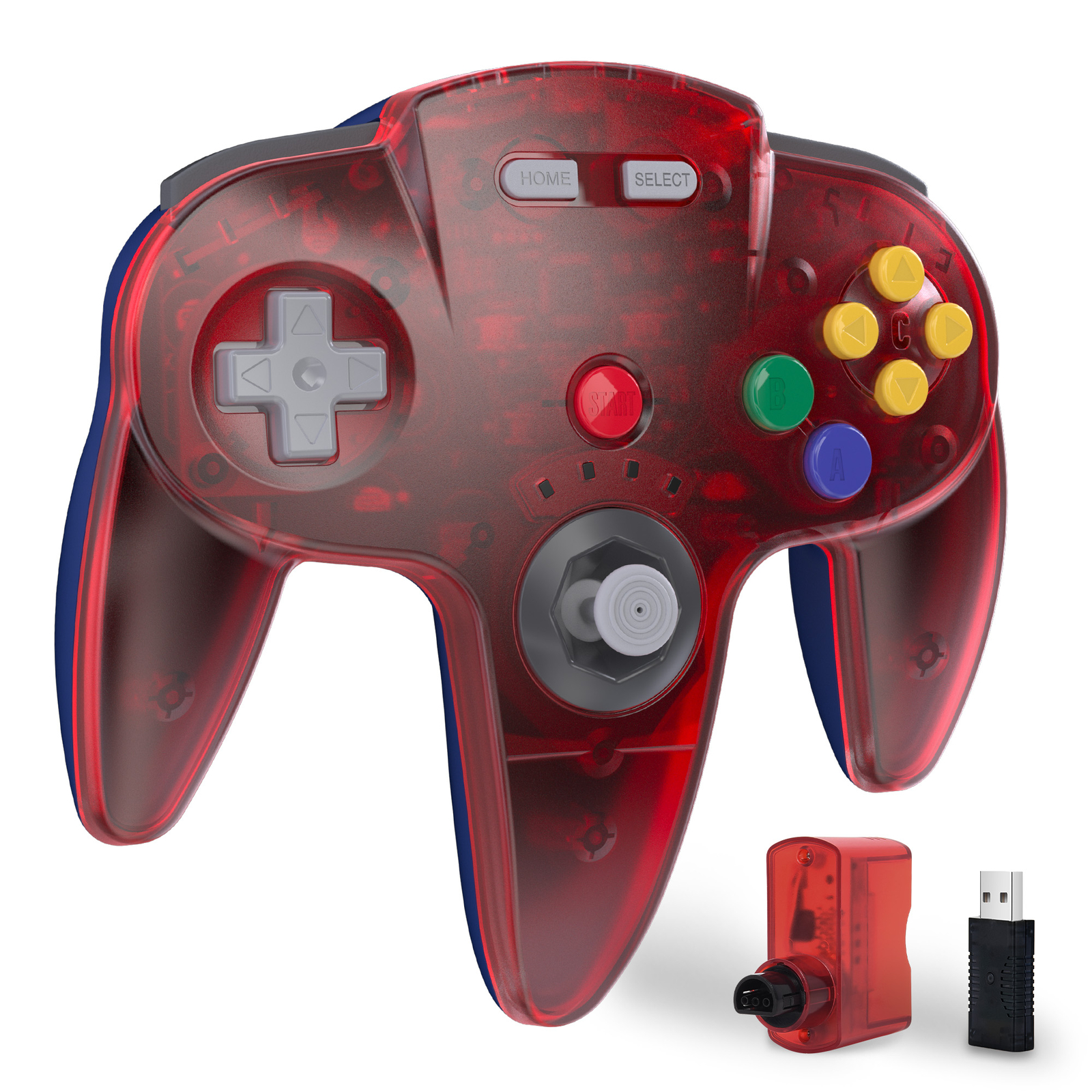 Wireless RED N64 Controller for Nintendo N64 Switch NSO MAC PC Game with Rumble