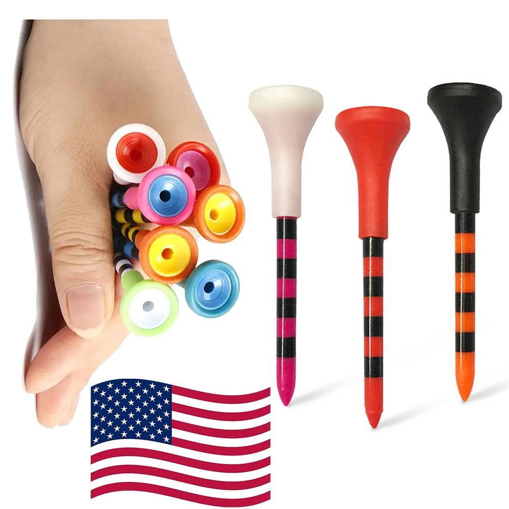 Unbreakable Golf Tees 50X Colored 83/70mm Professional Tee Holder Spin Reduction