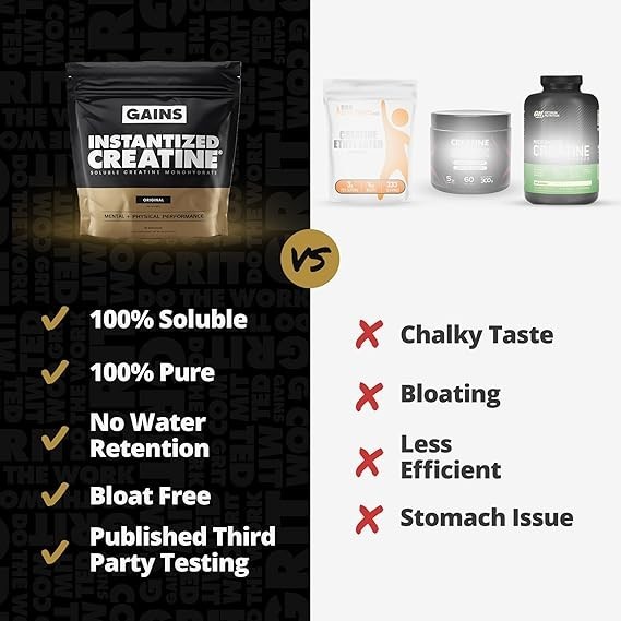 Gains in Bulk Instantized Creatine Powder Monohydrate Unflavored, 30 Servings
