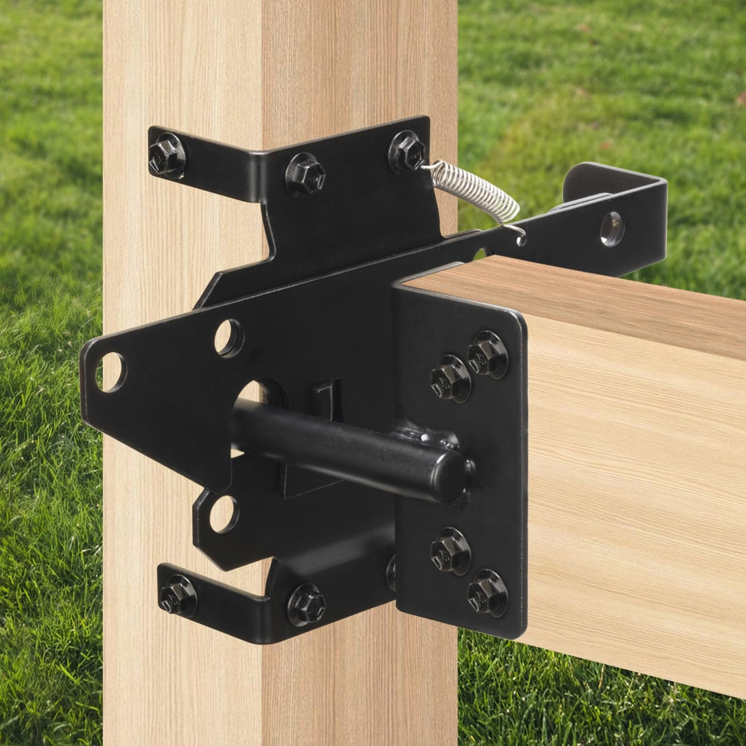 Heavy Duty Self Locking Gate Latch Black Steel Automatic Fence Door Lock