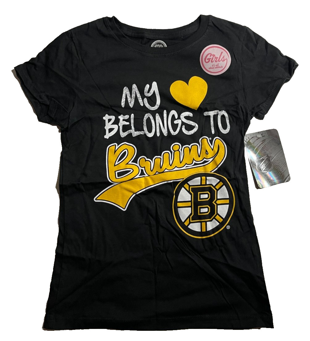 NHL Boston Bruins Girls Youth T-Shirt L (10-12) Black  NEW