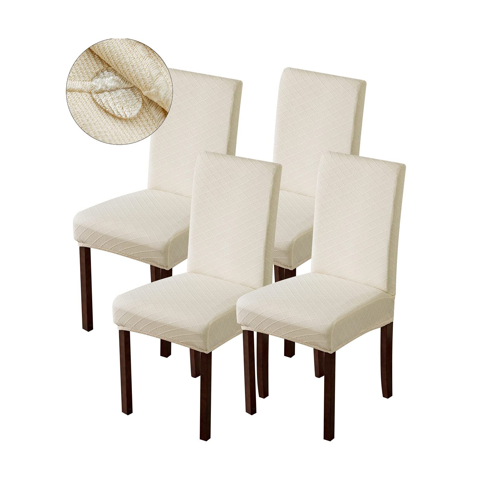 Genina Waterproof Chair Covers for Dining Room 4 PCS, Beige