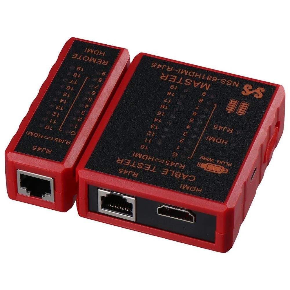 HOBBYIN Digital Network Cable Tester for RJ11/RJ12/RJ45, High Definition Red