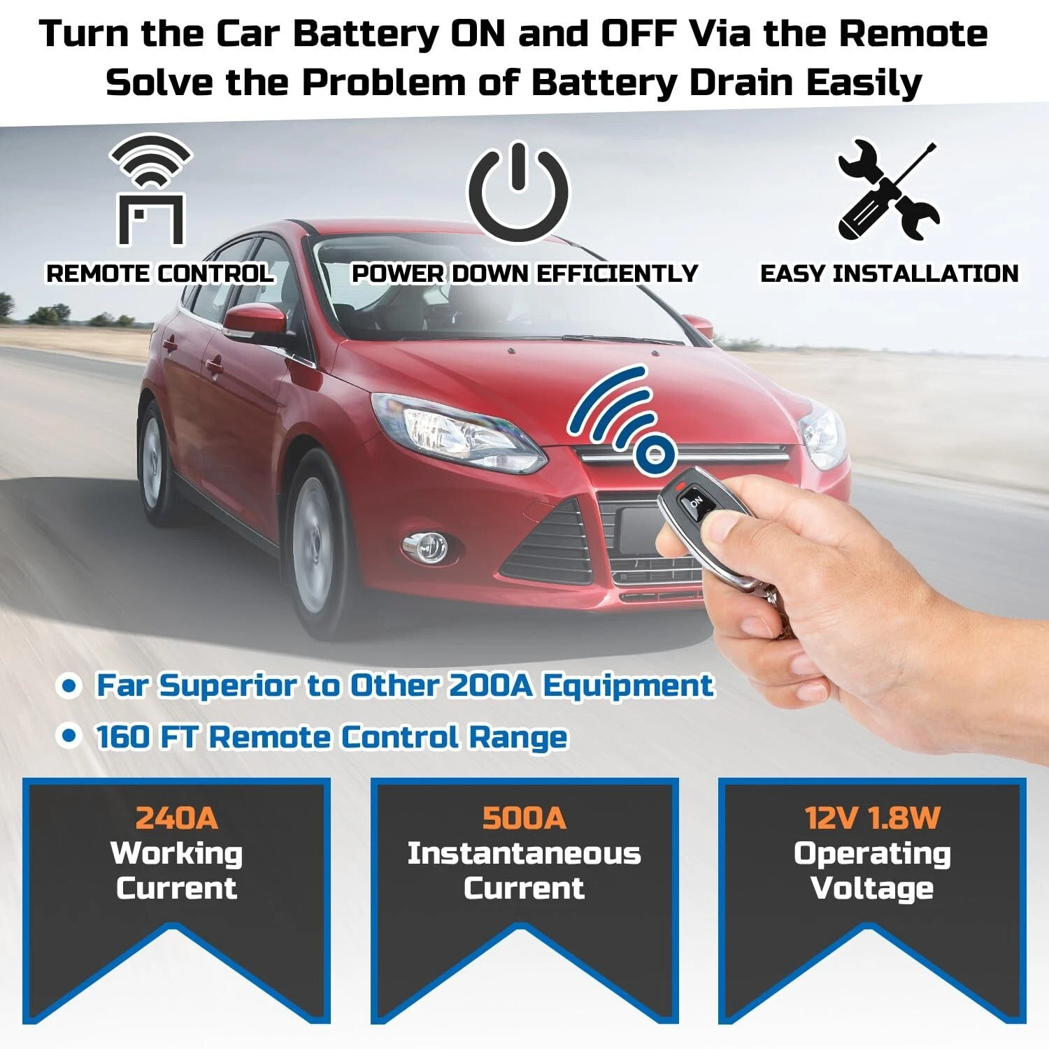 Upgrade Smart Voltage Kill Switch Remote Battery Disconnect Switch 12V/24V 240A
