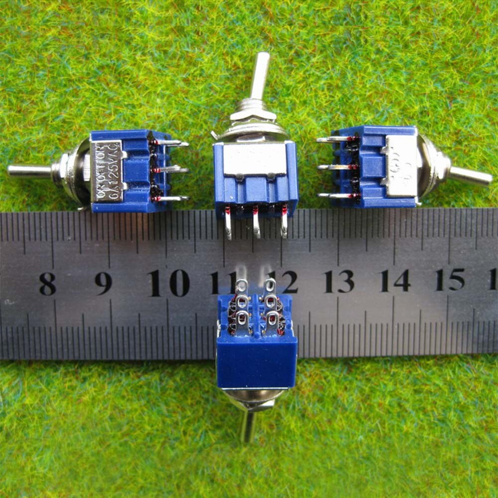 SW02 10pcs Miniature Toggle Switch ON OFF ON 6A 125VAC DPDT