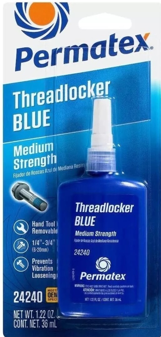 Permatex 24240 Medium Strength Threadlocker Blue, 36 ml, Automotive Threadlocker