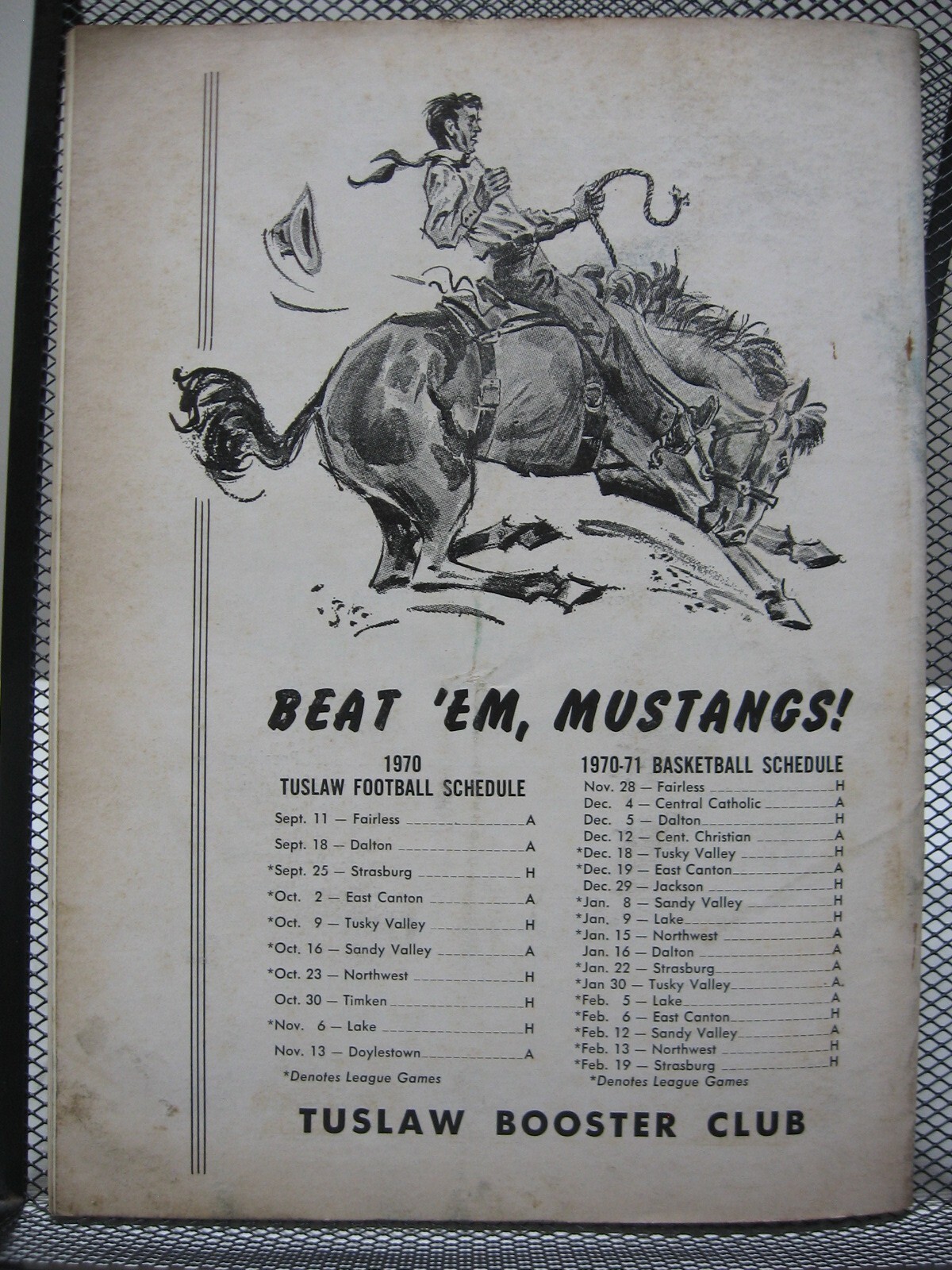 1970 Football Program Tuslaw Mustangs vs Northwest
