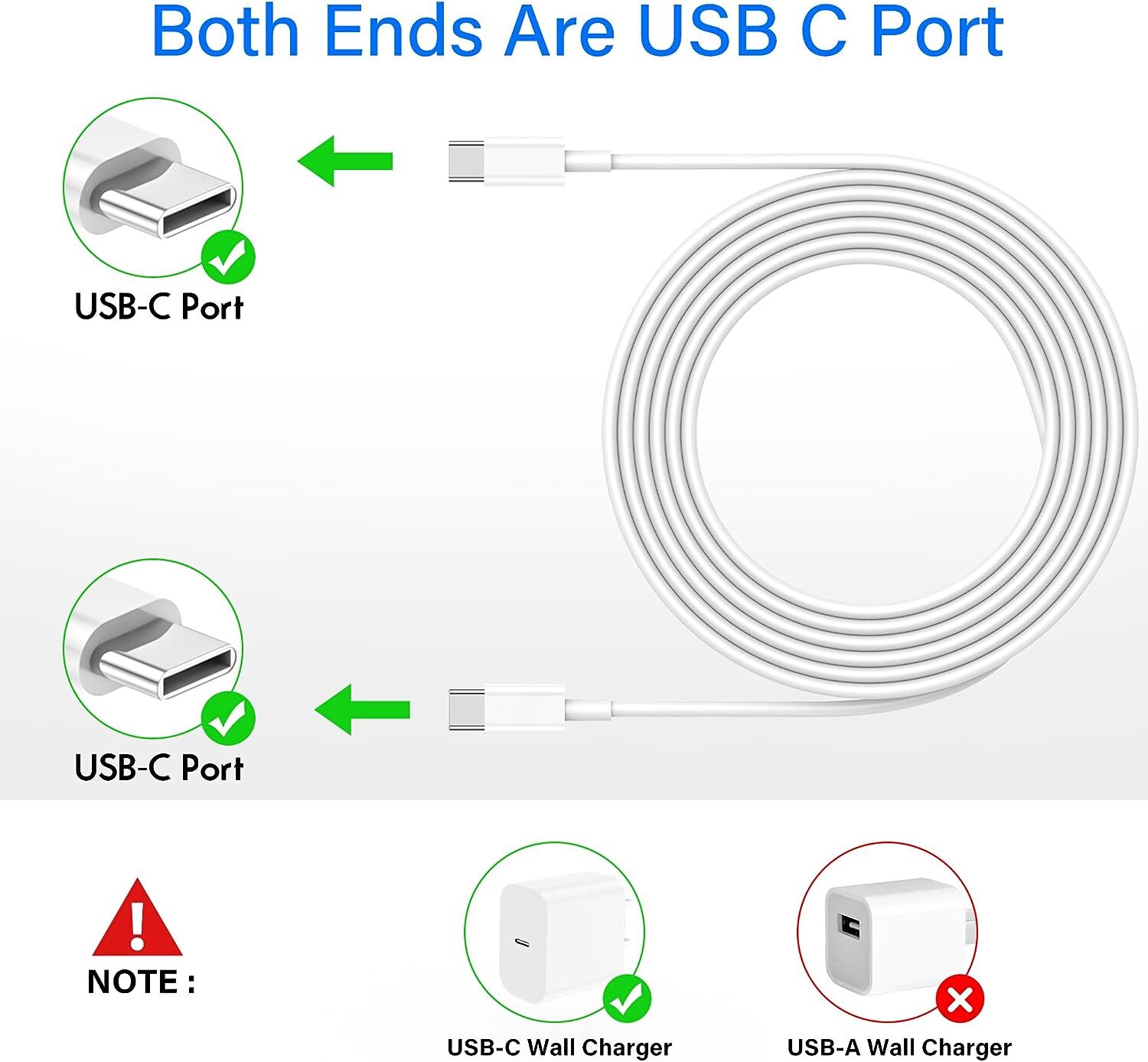 2 Pack USB-C to USB-C Fast Charging Cable Type C Quick Charging Cord Data SYNC