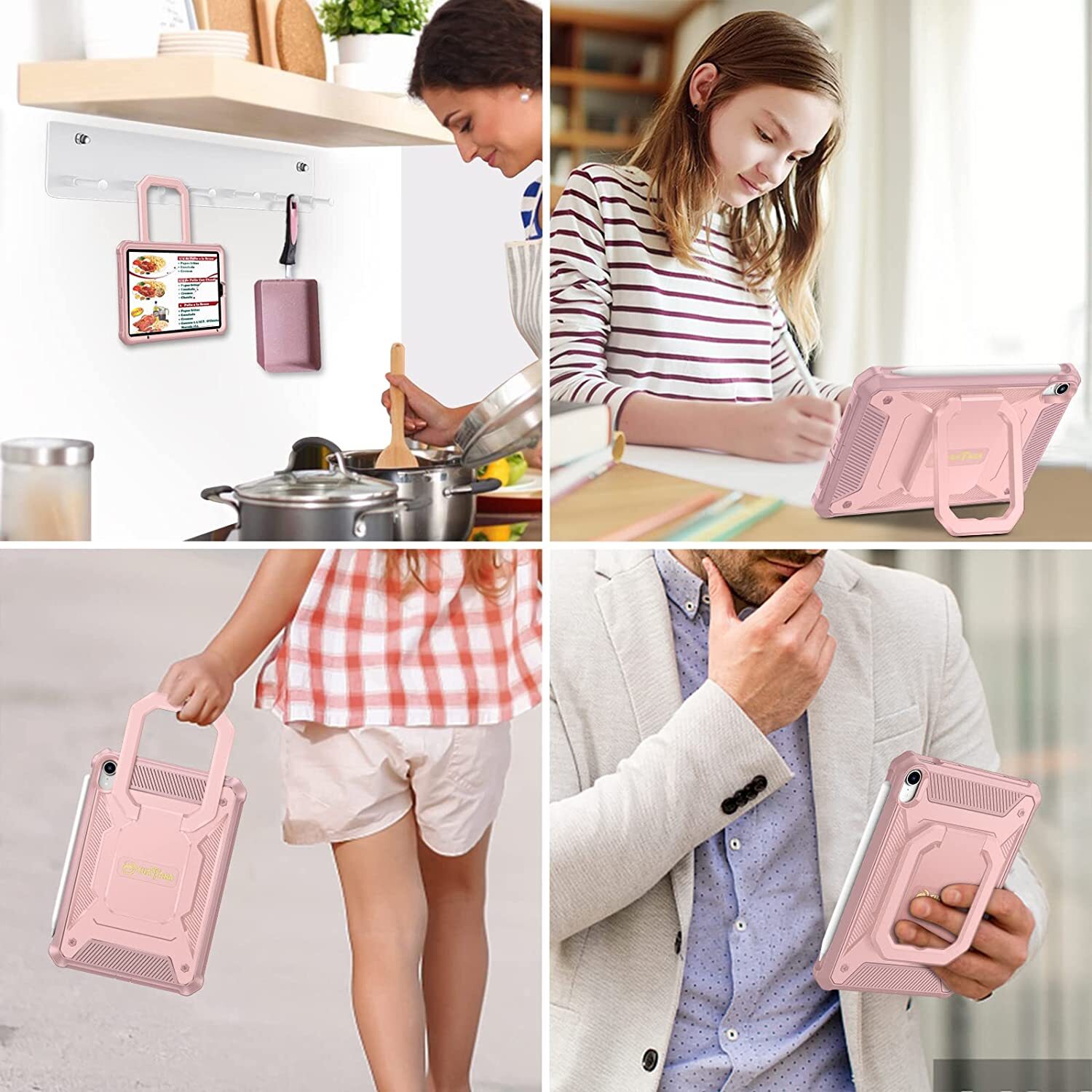 Shockproof Case for iPad Mini 6 2021 Rotating Rugged Cover with Screen Protector