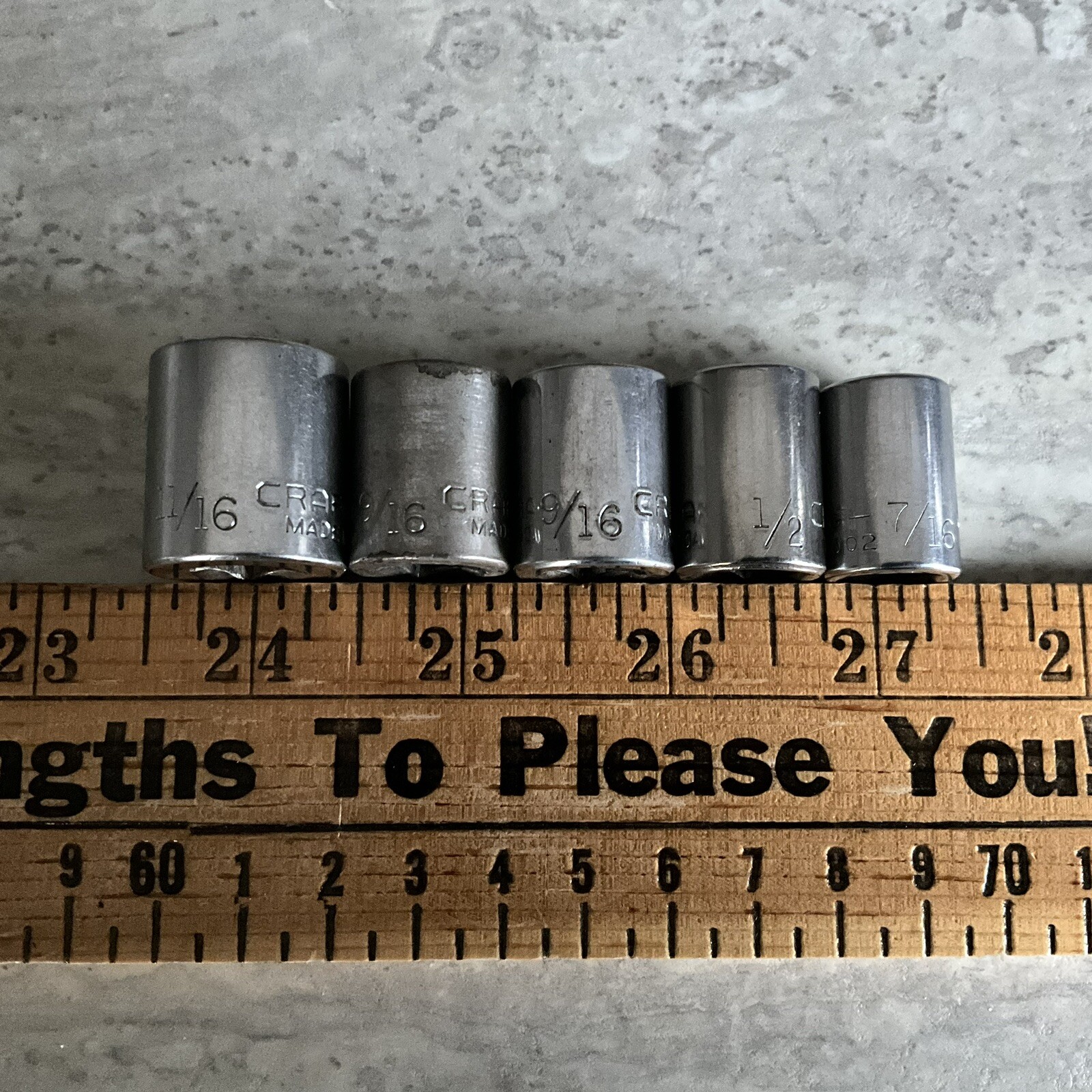 Craftsman 5pc 3/8” Drive 6 Point SAE Socket Set 11/16 9/16 1/2 7/16 Model -G-