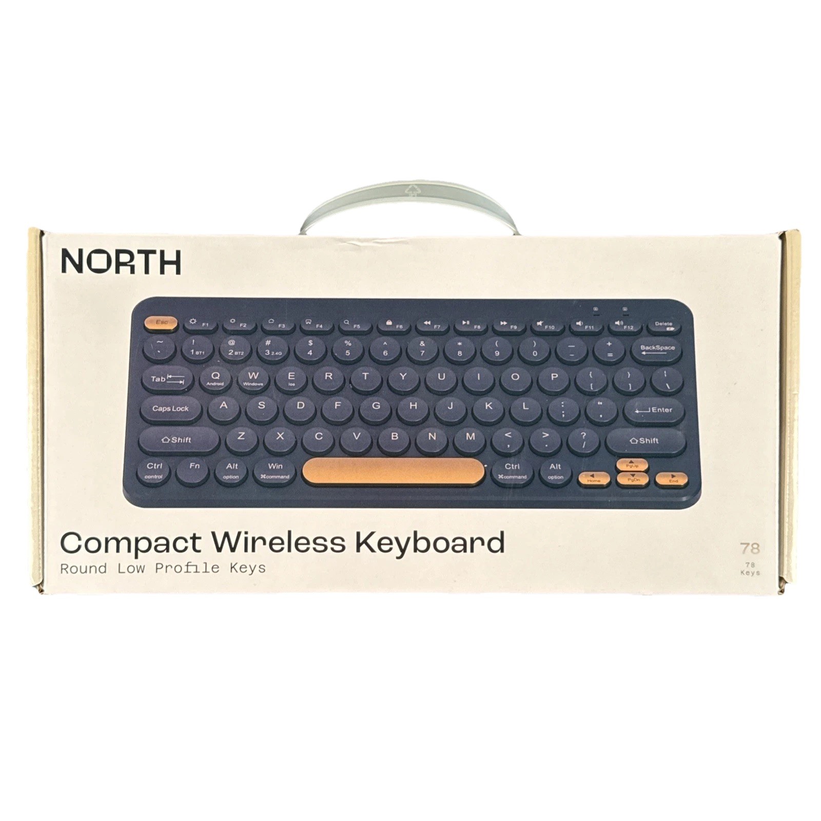 NORTH Compact Wireless Keyboard Round Low Profile Keys 2.4GHz USB Receiver New