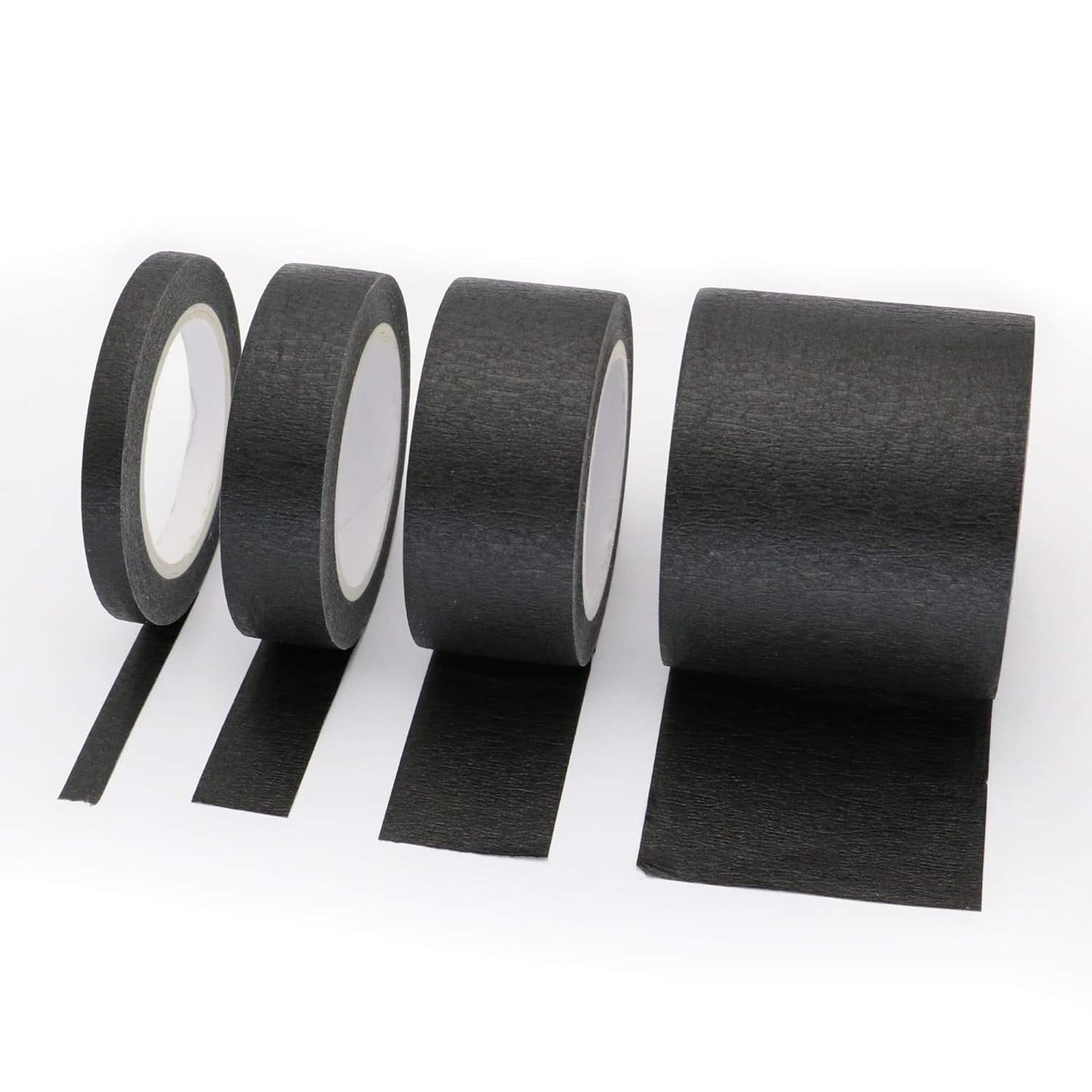 4 Rolls Black Painters Tape Masking Tape 2 1 3/4 1/4 Inch Wide, Multi Size Assor