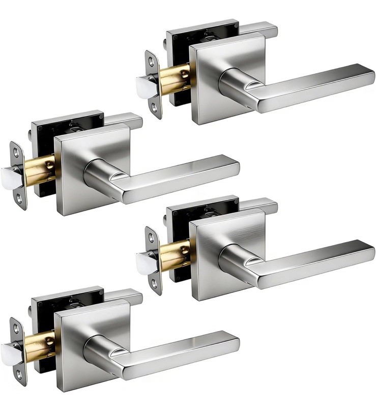 Heavy Duty Door Handles Interior Passage Levers Knobs NonLocking 4 Pack