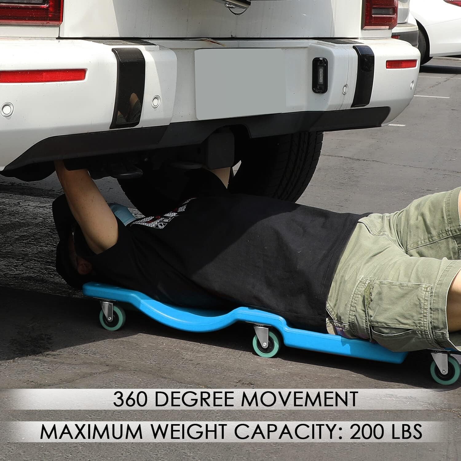 40Inch Low Profile Plastic Rolling Garage Shop Creeper with Padded Headrest,T...