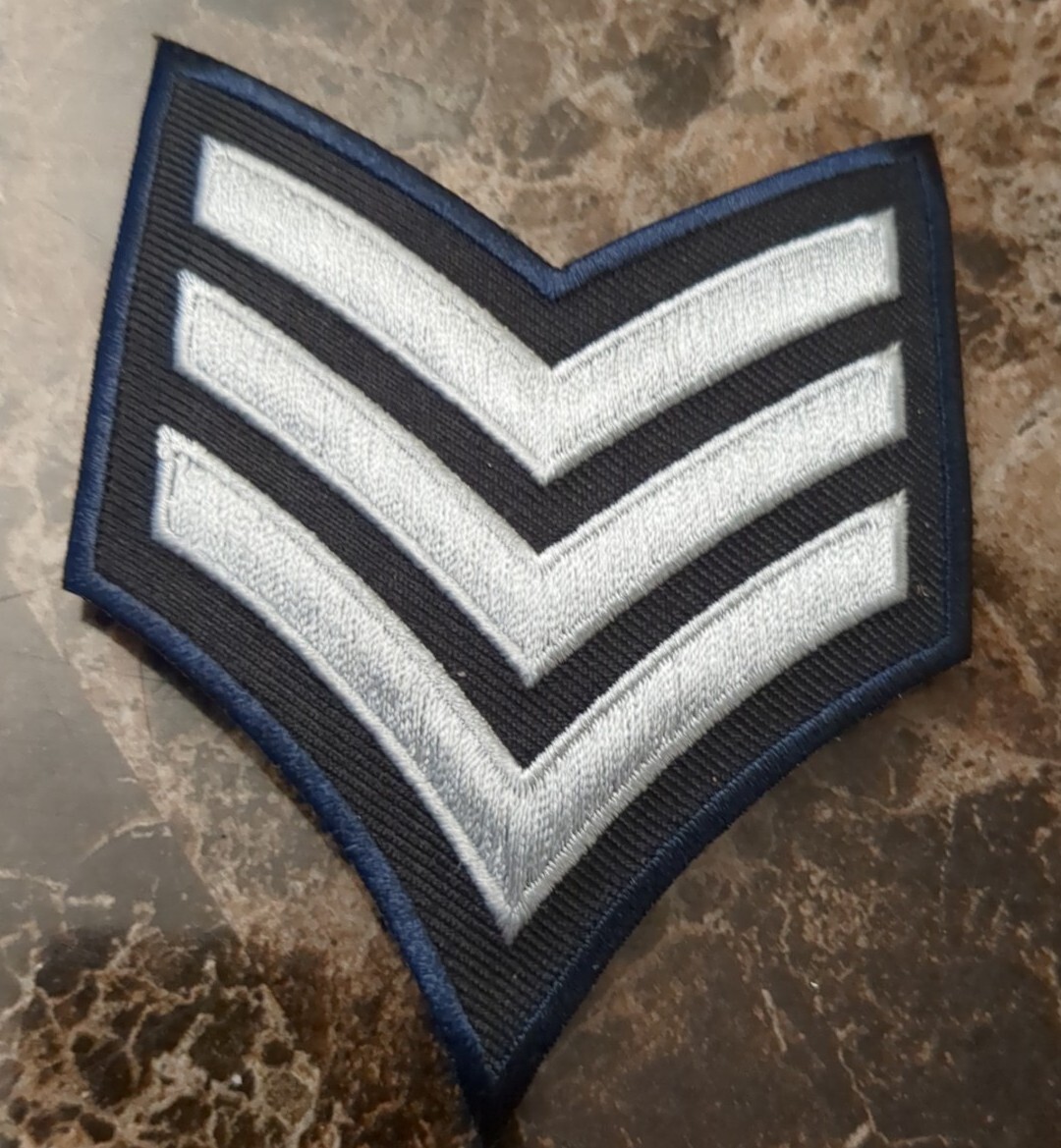 SGT CHEVRONS, LT BLUE/NAVY, 3" WIDEPATCH