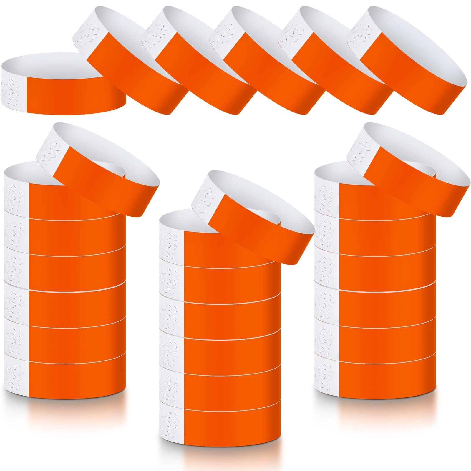 Tudomro 300 Pieces Paper Wristbands for Events 10 x 0.79 inch, Orange