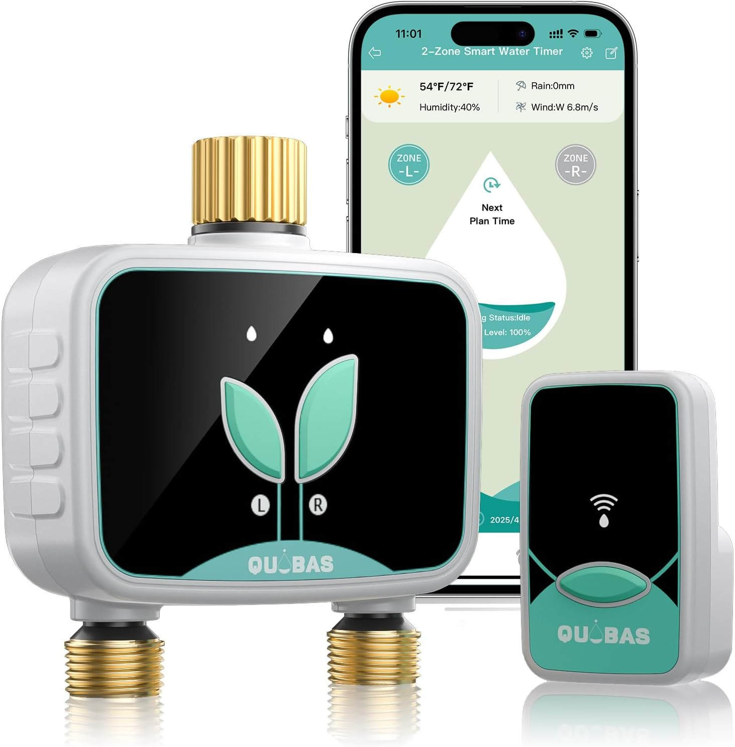 Smart Wifi Water Timer for Garden Hose - 2 Zone Brass with App Control