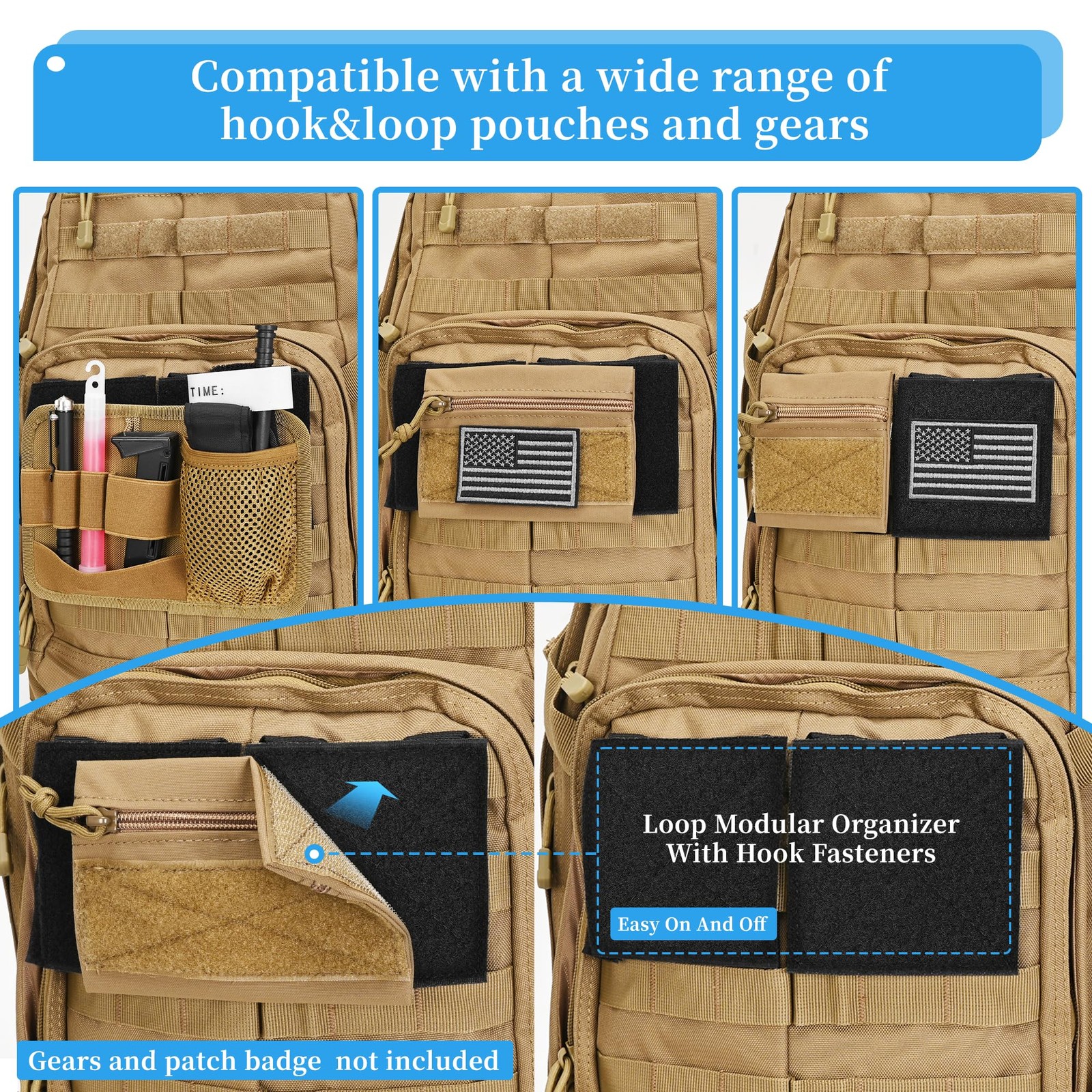 Molle Patch Panel,Hook&Loop Adapter Panel for Patch Badges,Tactical Molle Hook a