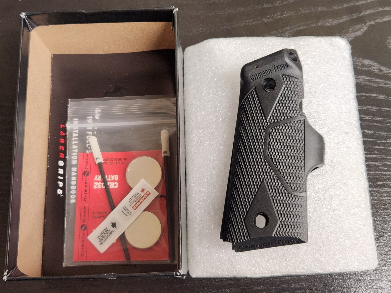 Crimson Trace Red Lasergrips for 1911 Compact Pistols, Black #LG-404