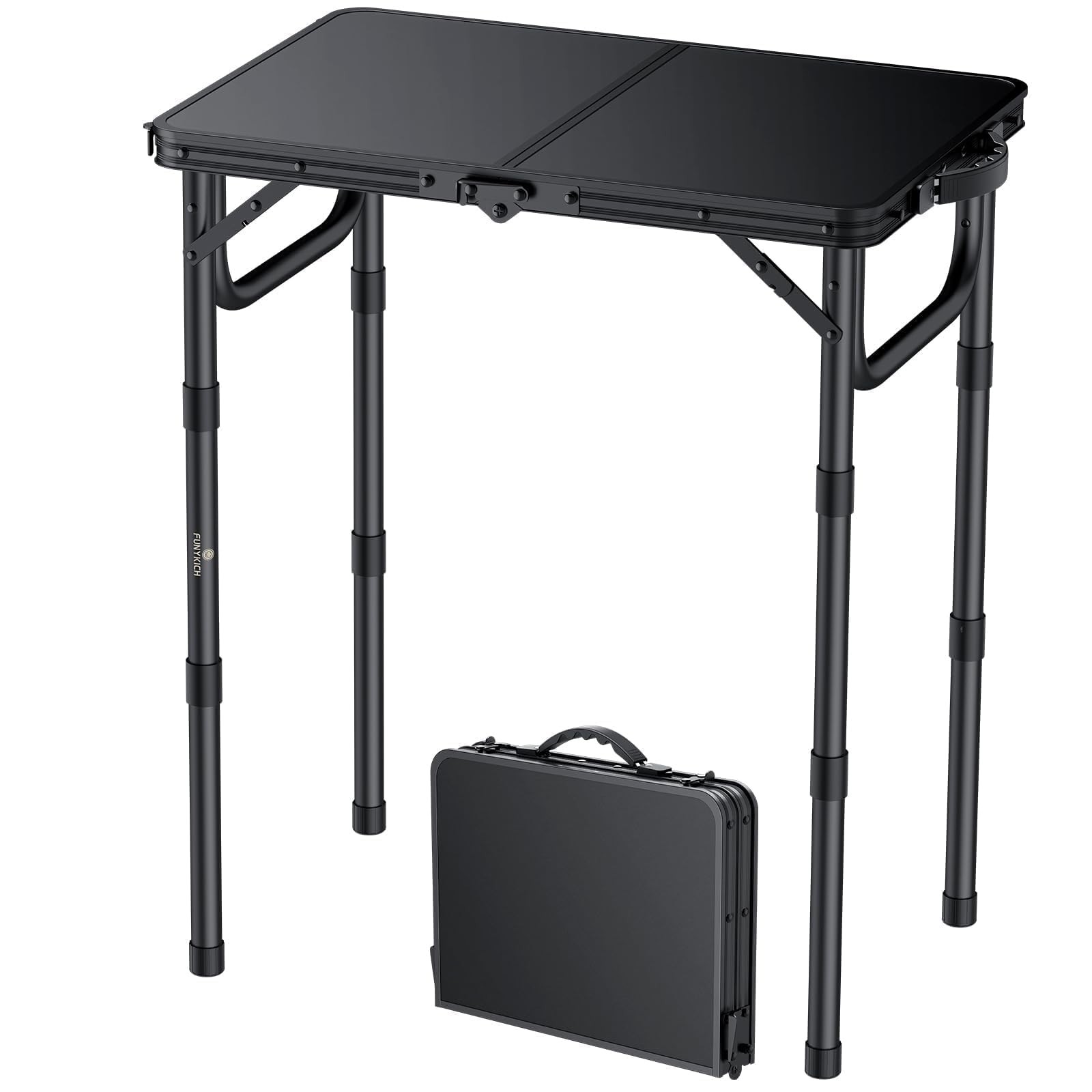 2ft Small Folding Camping Table(22.8'' Lx15.7'' W), 3 Height Adjustable Porta...