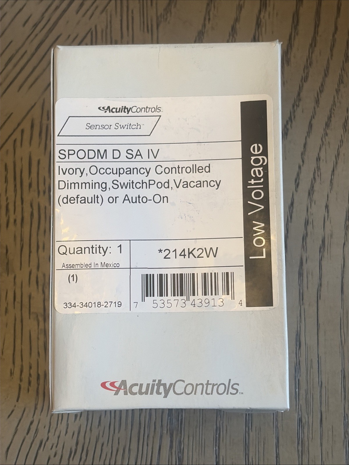 Acuity Controls Sensor Switch SPODM D SA IV Low Voltage Switchpod - Ivory
