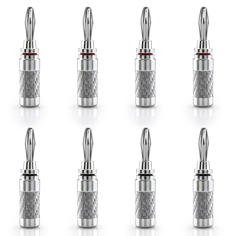 8Pcs Banana Plug Hifi Speaker Carbon Fiber Rhodium Plated Banana Connector