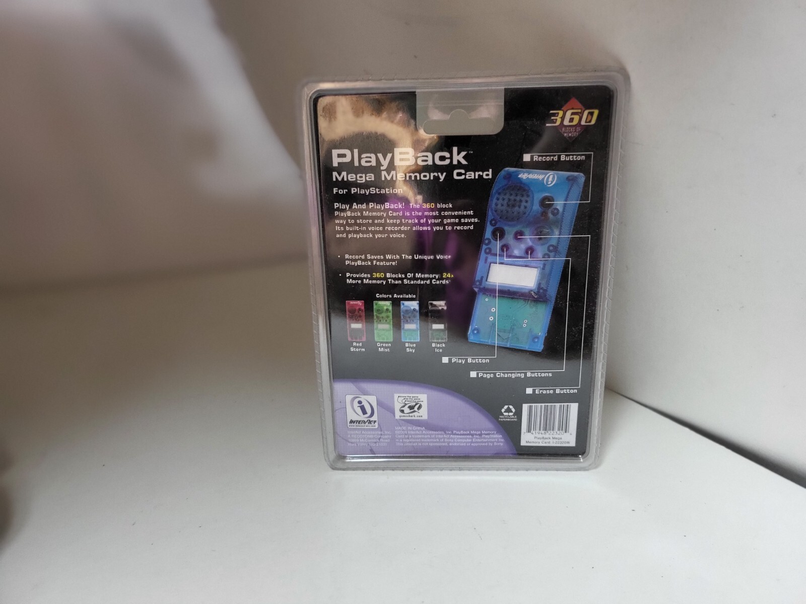NEW CLEAR BLUE INTERACT PLAYSTATION 1 360 BLOCKS PLAYBACK MEGA MEMORY CARD #C22