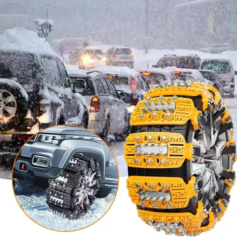 6xUniversal Snow Tire Chains, Anti-Slip Emergency Chains for Cars/SUVs/Trucks
