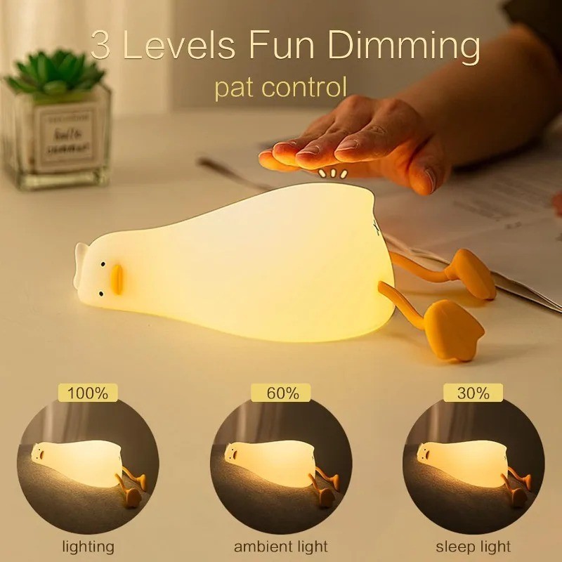 LED Duck Lamp Cute Squishy Dimmable Silicone Bedside Light with Touch Control