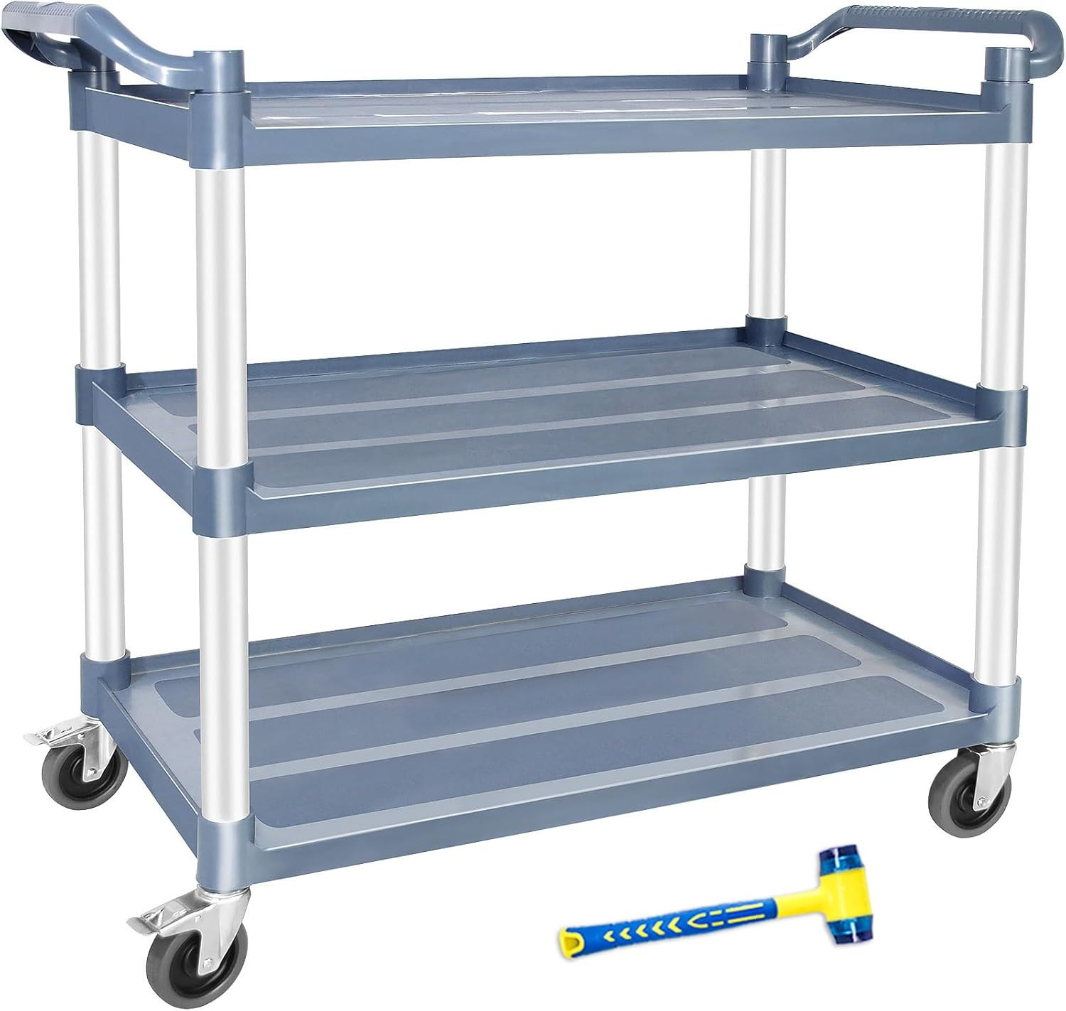 Utility Carts with Wheels, Large Food Kitchen Cart Heavy Duty, Rolling Service C