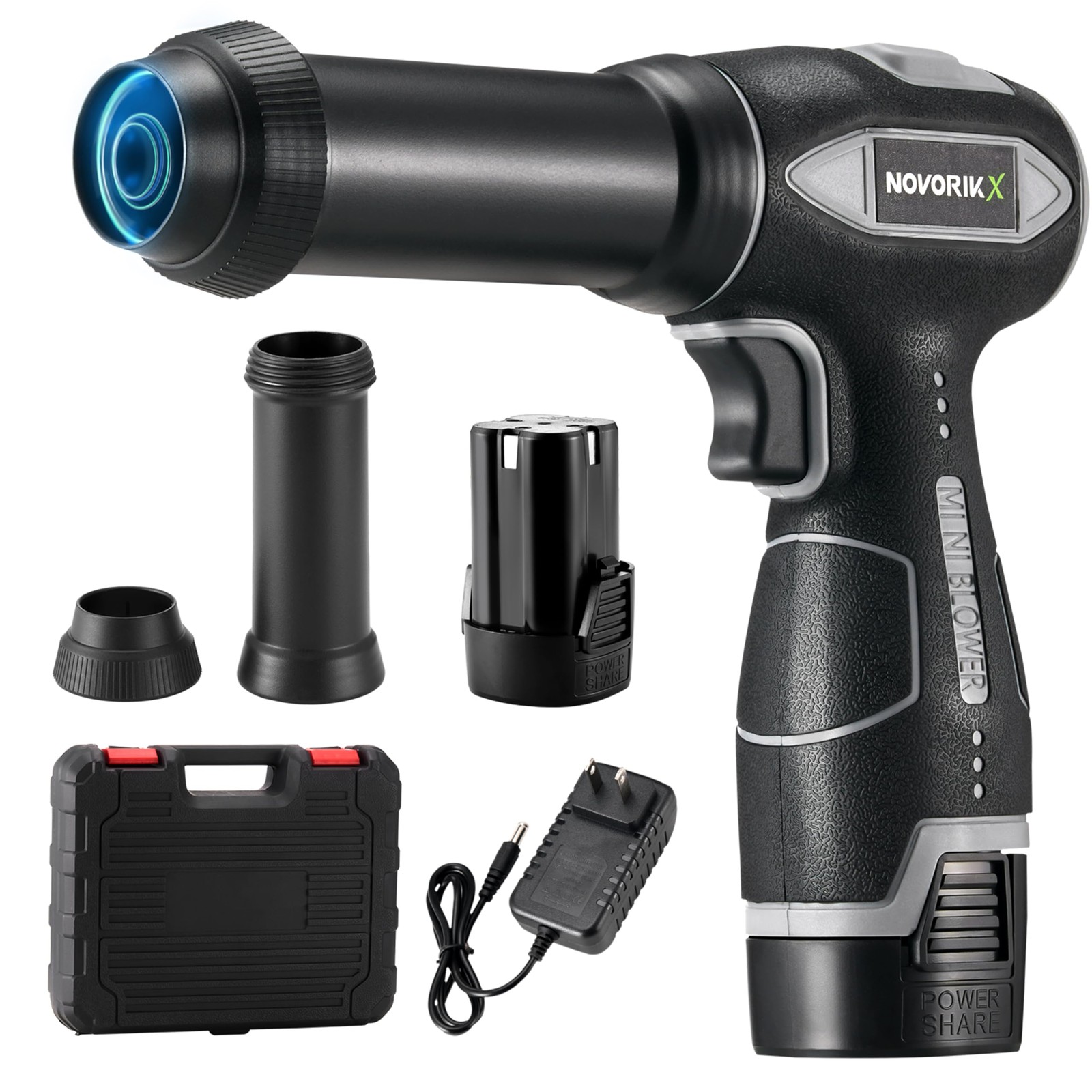 NovorikX 16.8V Handheld Electric Cordless Leaf Blower 100,000 RPM Includes 2 ...
