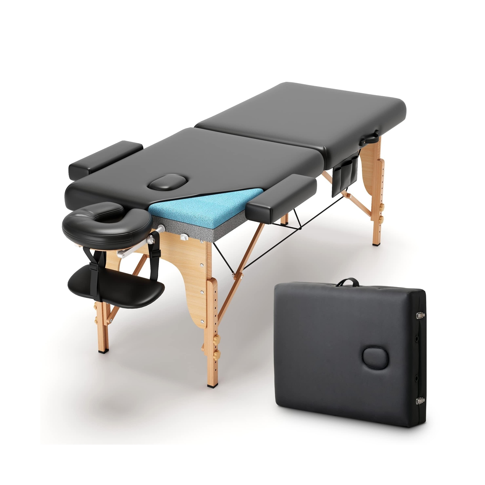 KCC Memory Foam Massage Table Premium Portable Foldable Massage Bed Height Ad...
