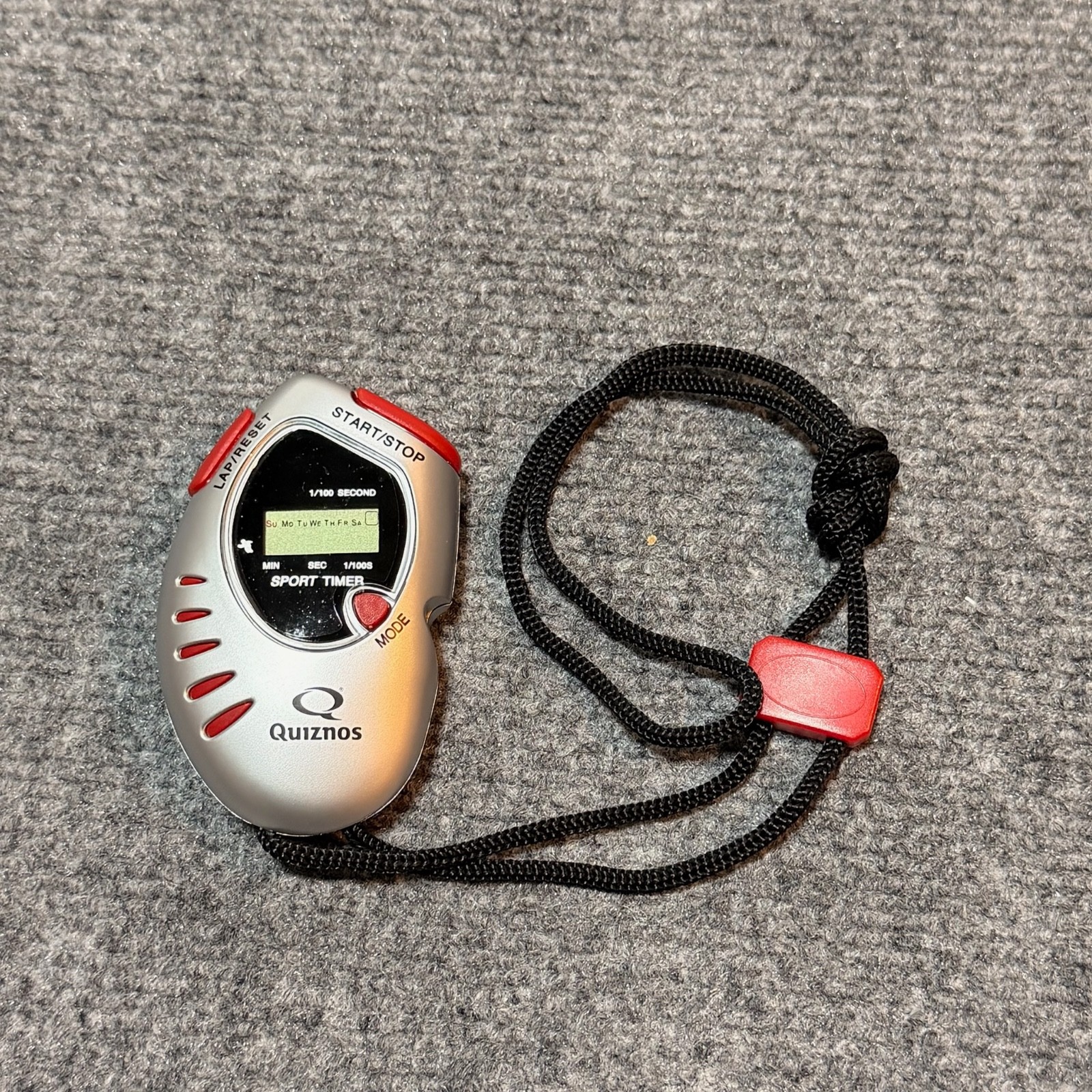 Quiznos Sport Timer Grey Digital Stopwatch Display