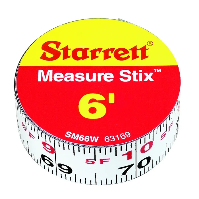 STARRETT Measure Stix Adhesive Backed Steel Measuring Tape SM66W-3/4" X 6" 63169