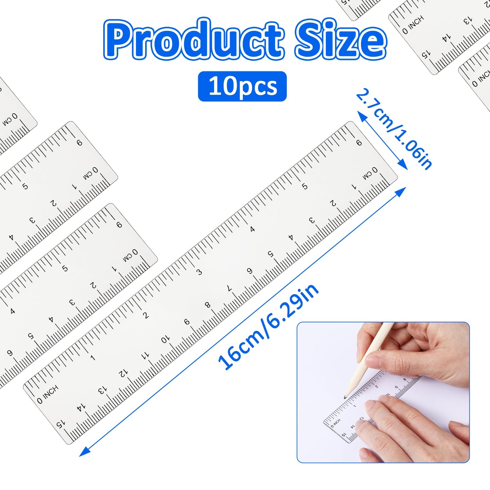 DIVINA VITAE 10 Pack Clear Ruler 6 Inch Small Plastic Transparent