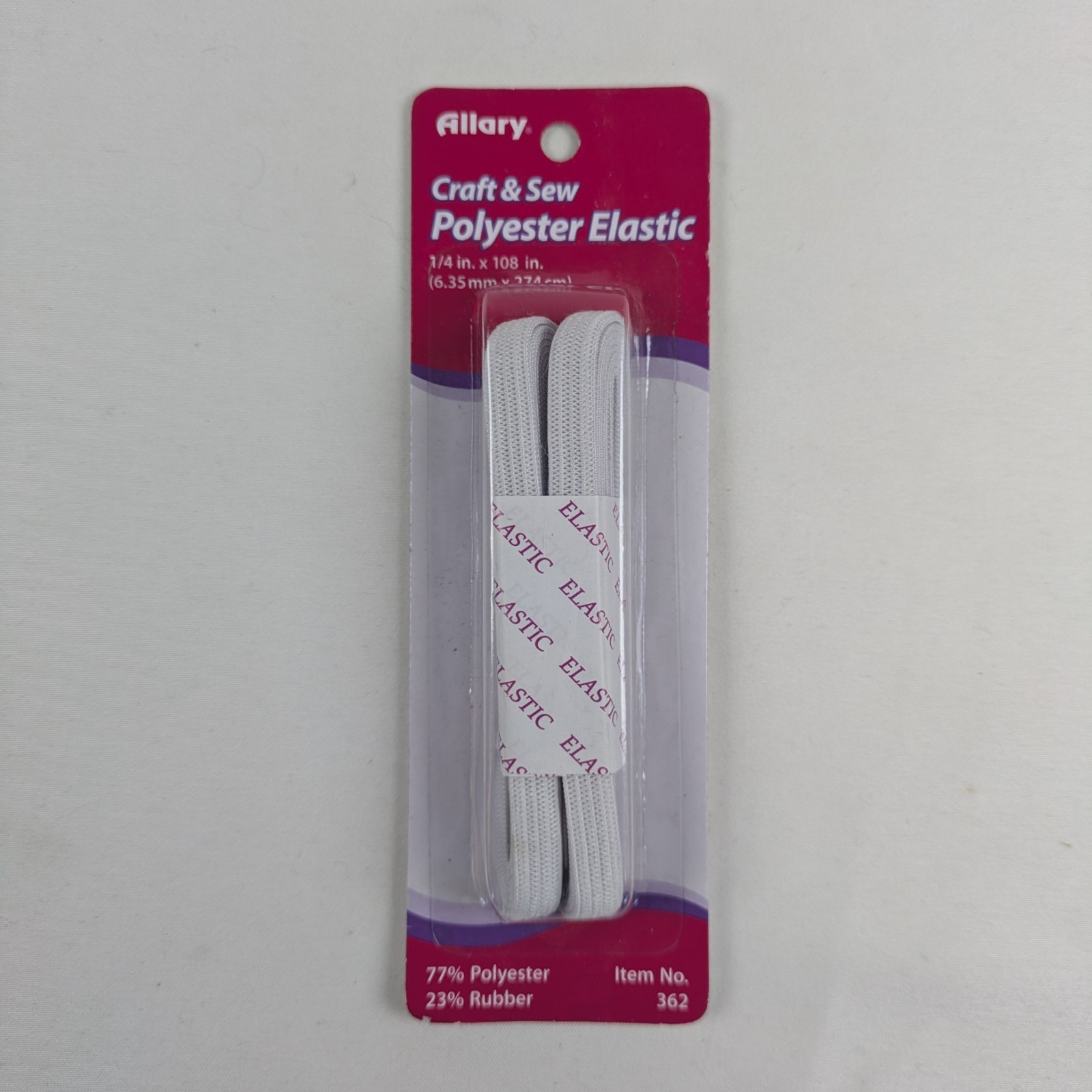 NEW Allary Craft & Sew Polyester Elastic - 1/4" x 108"