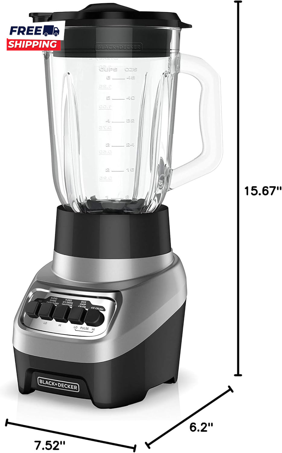 Powercrush Multi-Function Blender with 6-Cup Glass Jar 4 Speed