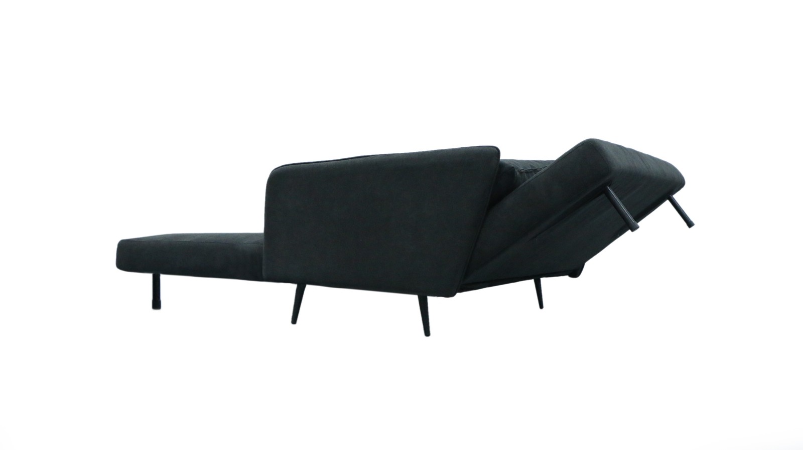 61"W Black Fabric Convertible Loveseat Sleeper with Pillows