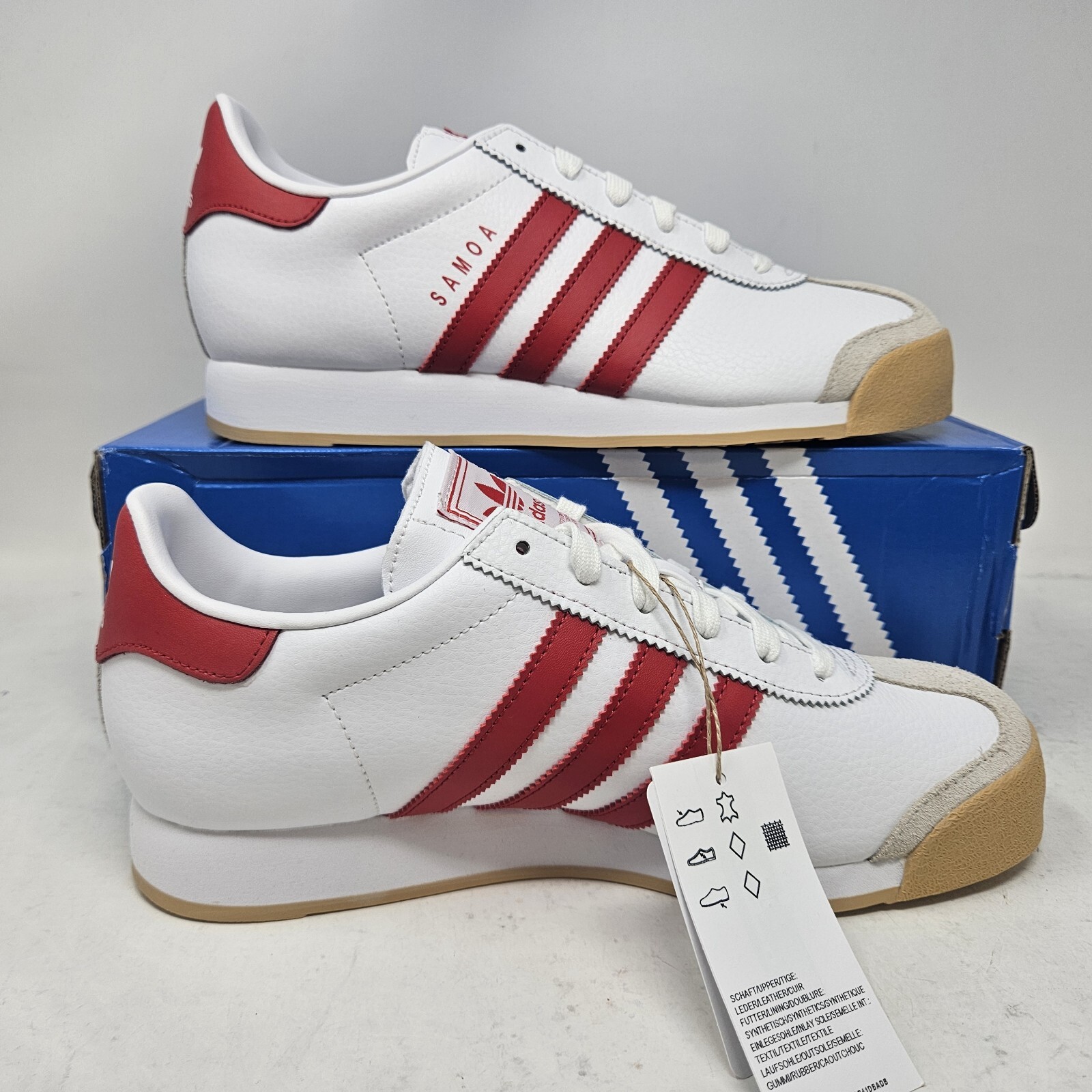 Men's Adidas Originals Samoa Casual Shoes / White Scarlet Red / JH9079 / Size 9