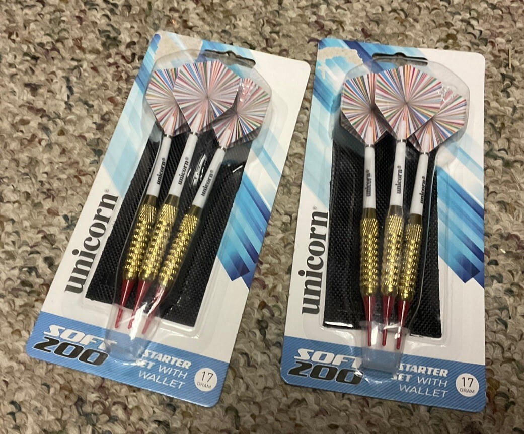 2 Pack NEW Unicorn Soft 200 Dart Starter Set With Wallet 17 Grams