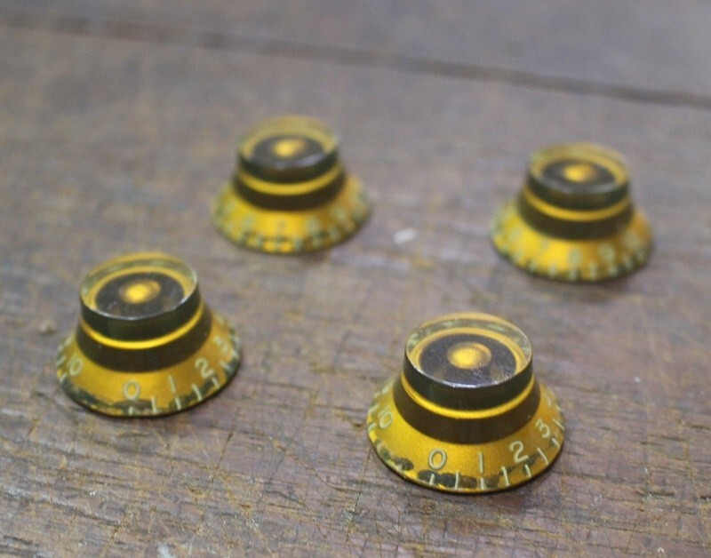 Aged Gold Bonnet CAB Bell Top Hat Knobs for 59 Les Paul (4) Heavy Relic