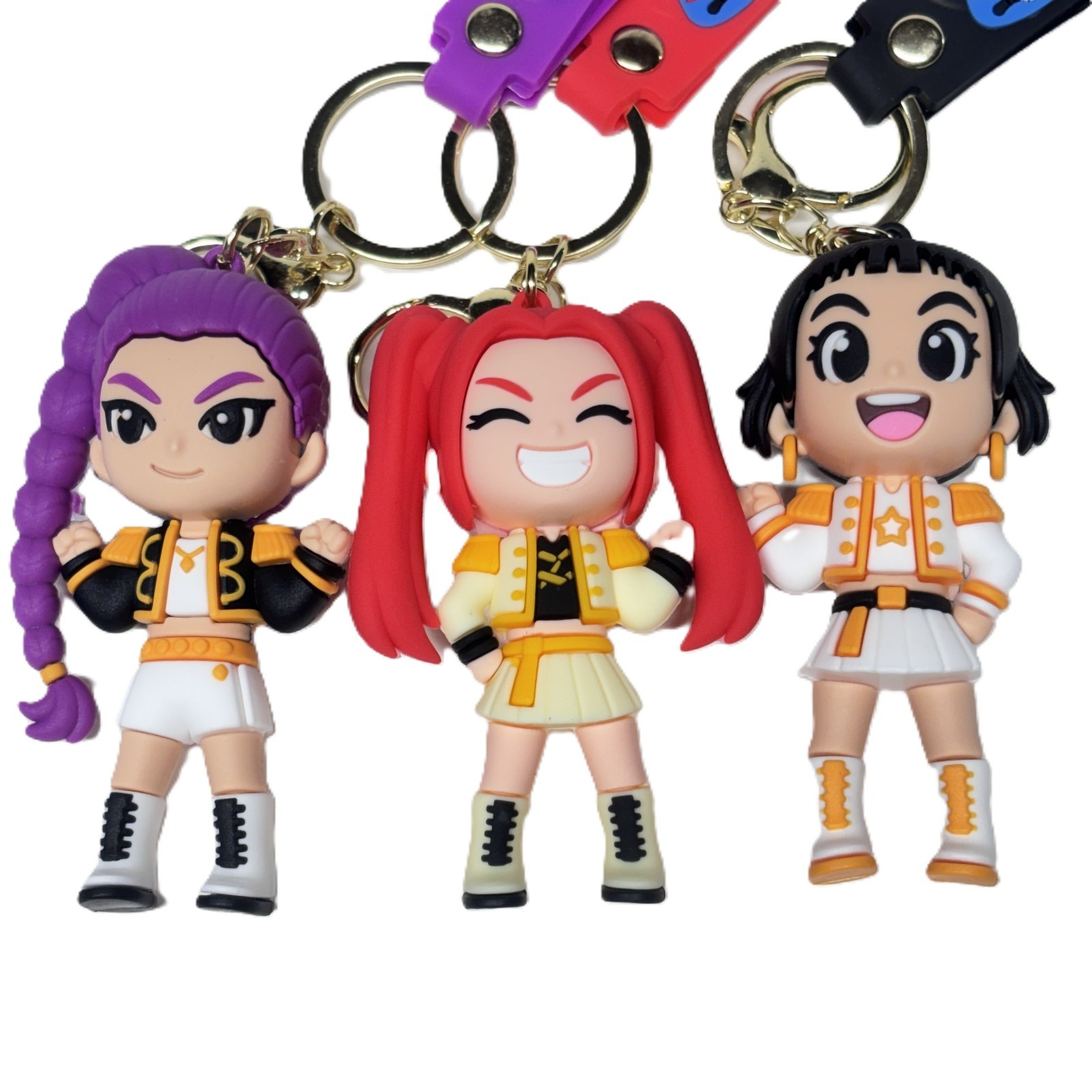 K-Pop Chibi Idol Keychain Set - Cute Rubber Figure Charm - 3-Pack or Single
