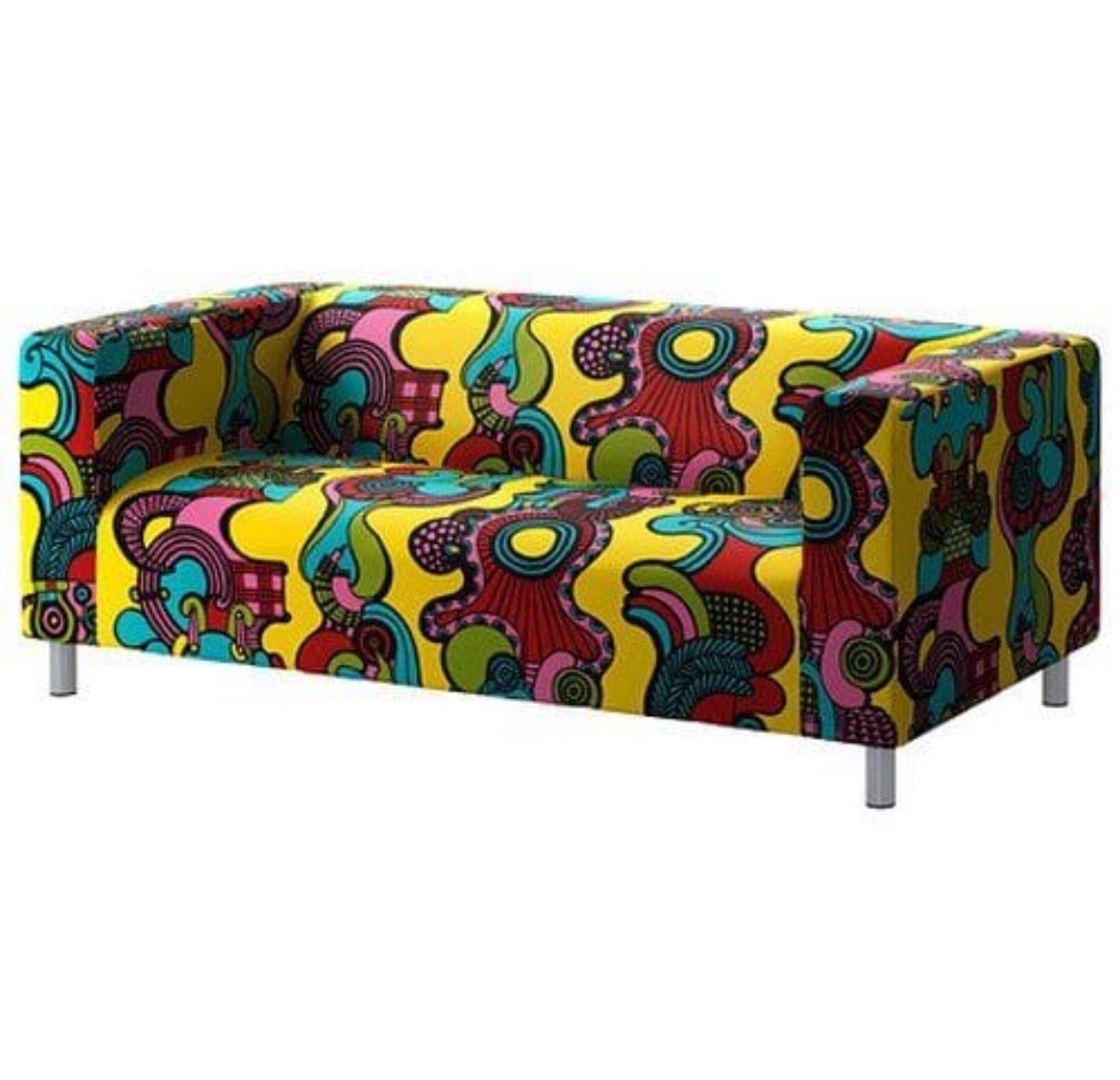 Loveseat Sofa Cover, Multicolor, (COVER ONLY), Fits Ikea Klippan Model Sofa